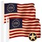 G128 2 Pack: Betsy Ross 1776 Tea-Stained Flag | 1x1.5 Ft | ToughWeave Pro Series Embroidered 420D Polyester | Historical Flag, Embroidered Design, Indoor/Outdoor, Brass Grommets, High Quality